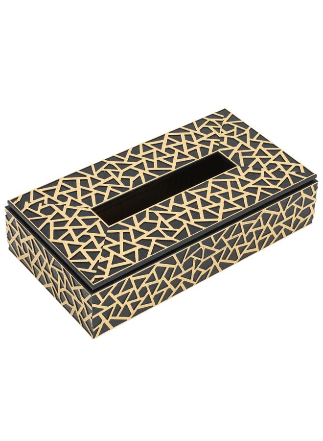 DIAMOND GLOW Wood Tissue Box 23.5 X 12.5 X 6 Cm Gilded Brown  - Image 1