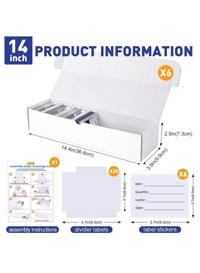 NEOACT 14.4 INCH Trading Card Storage Box,6 Pack 1000ct Cardboard Card Box with Dividers & Labels for TCG,Game,Sports Cards Collection Organizer - Image 2