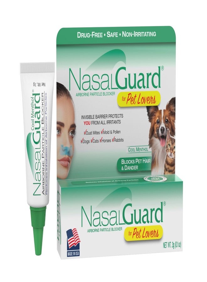 NasalGuard Pet Dander & Pollen Blocker | Drug-Free Nasal Gel | Helps Block Cat & Dog Dander, Pet Hair & Pollen | Non-Drowsy Daily Use | 150+ Uses (Cool Menthol, 3g - Image 1