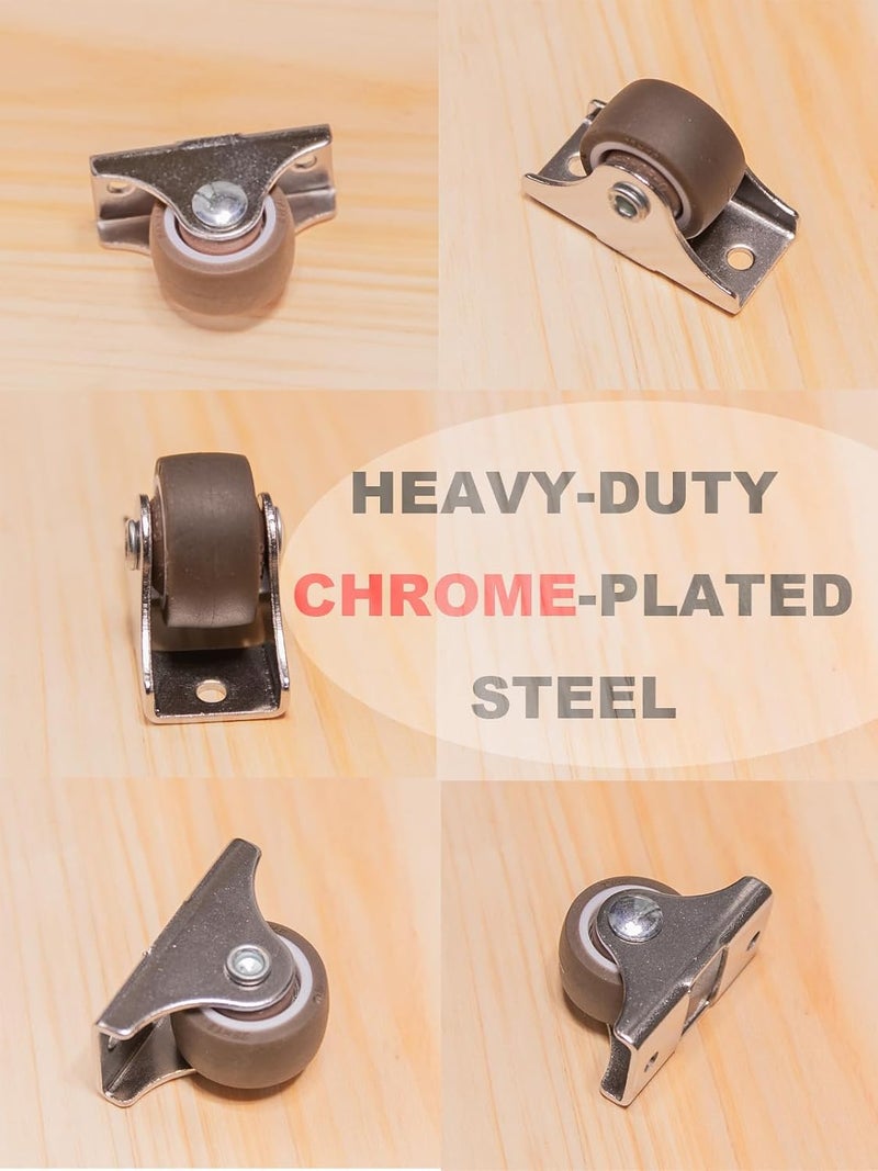 ZOOSUNX 1" Rigid Caster Wheels (4 Pack), Single Direction Fixed Small Casters, Low Profile Silent TPE Rubber Rolling Wheels for Straight-Line Movement, Drawer Slides & DIY Projects - Image 5