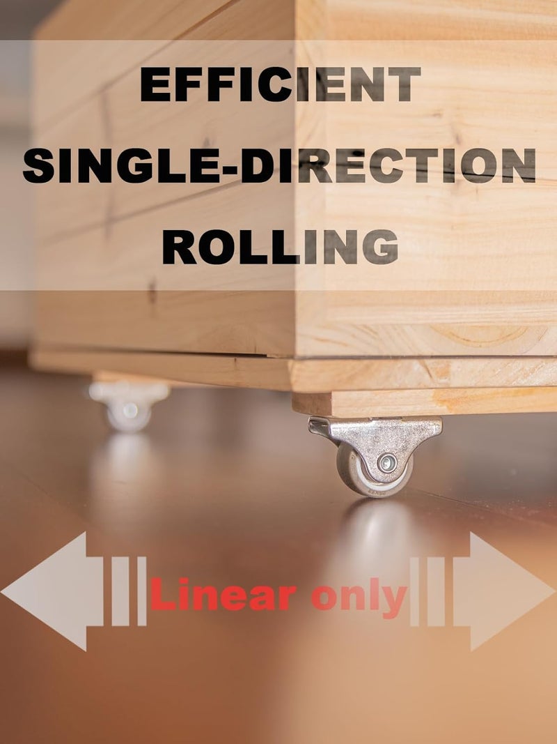 ZOOSUNX 1" Rigid Caster Wheels (4 Pack), Single Direction Fixed Small Casters, Low Profile Silent TPE Rubber Rolling Wheels for Straight-Line Movement, Drawer Slides & DIY Projects - Image 2