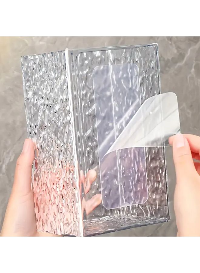 Transparent Glacier Pattern Tissue Box No Drill Wall Mounted Bathroom Living Room Tissue Holder - Image 5