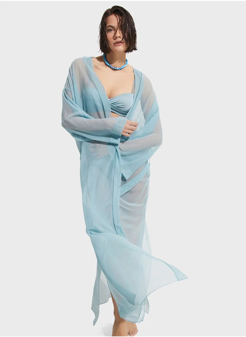 جون Mesh Longline Kimono