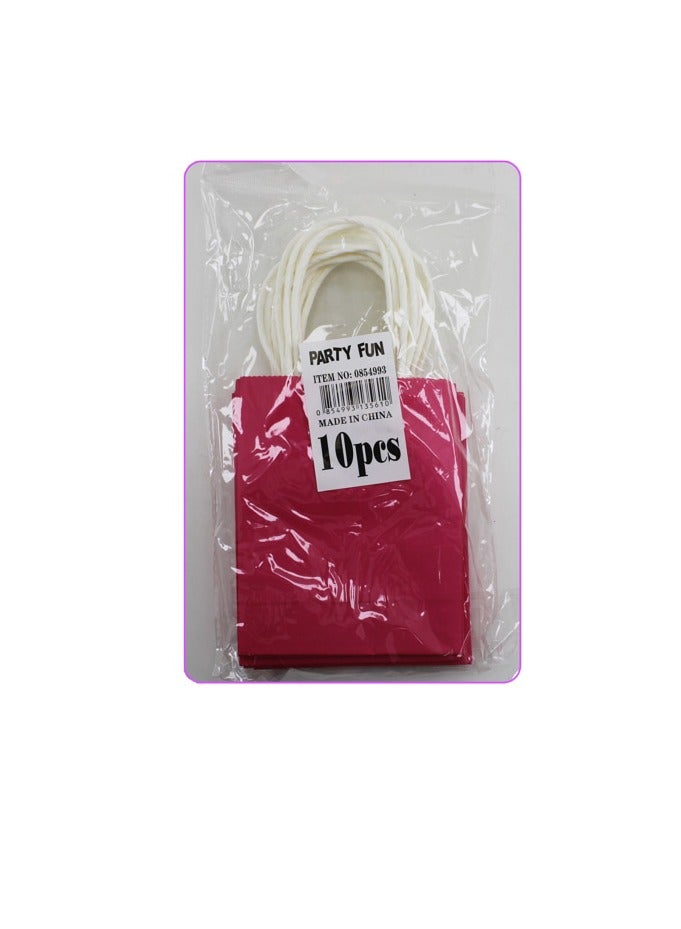 PARTY FUN Paper Gift Bag 10Pcs Pkt 12x6x15Cm Pink Color  - Image 2