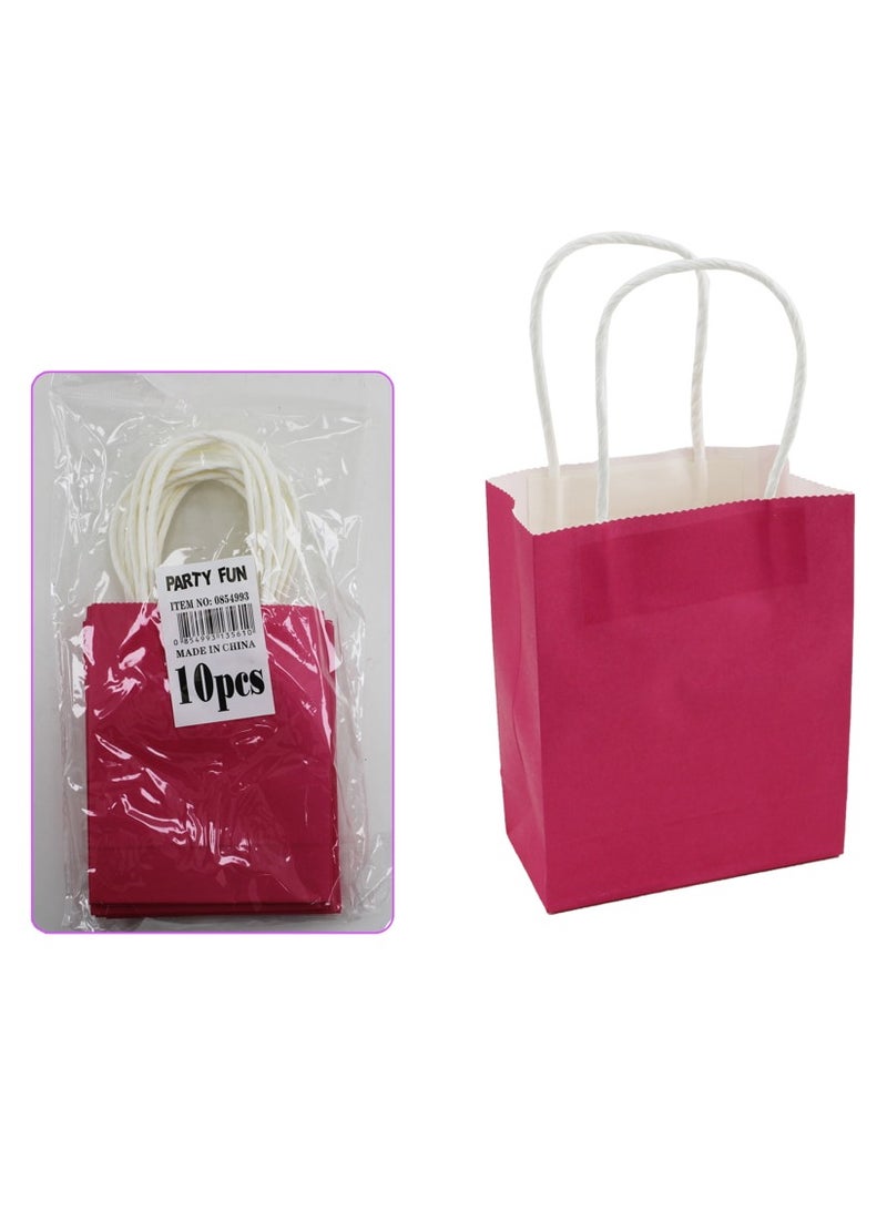 PARTY FUN Paper Gift Bag 10Pcs Pkt 12x6x15Cm Pink Color  - Image 3