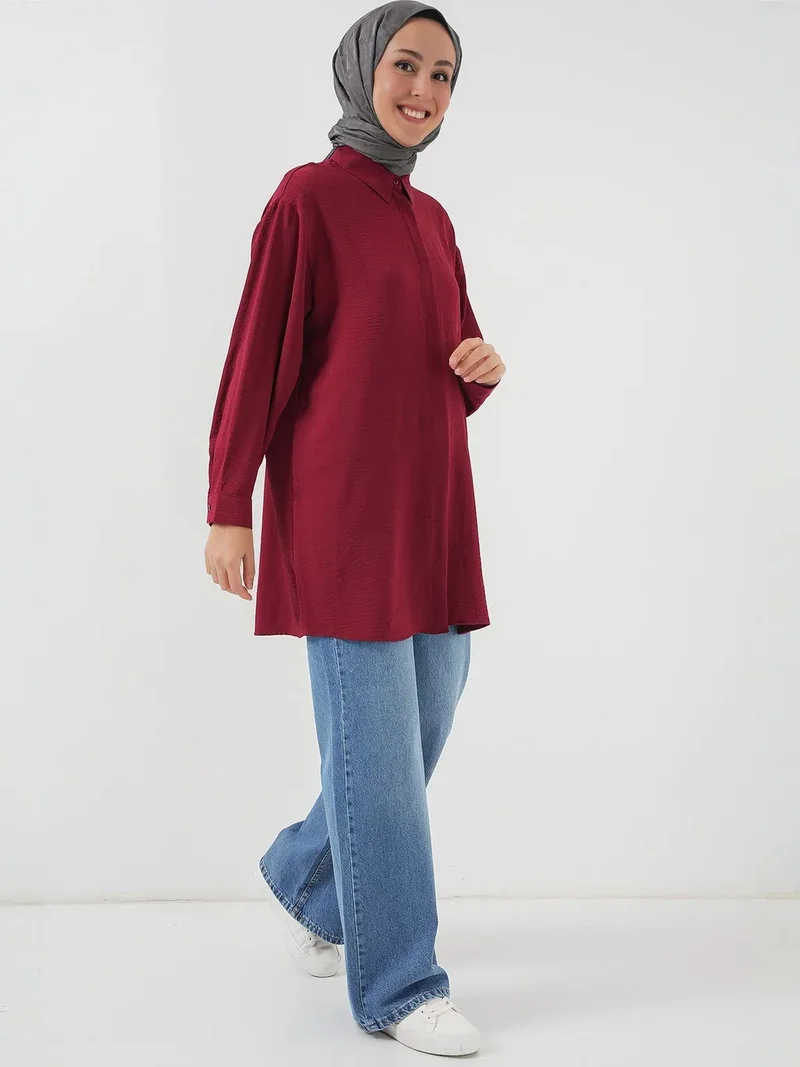 بيغ دارت BDART Oversized Long Sleeve Button-Up Blouse with Shirt Collar