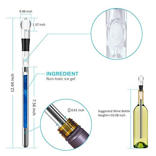 Newward Wine Chiller, 3-in-1 Stainless Steel Wine Bottle Cooler Stick - Rapid Iceless Wine Chilling Rod with Aerator and Pourer - The Best Wine Accessories Gift - Image 3