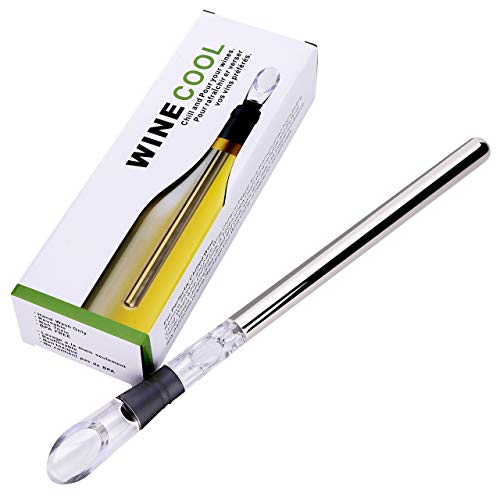 Newward Wine Chiller, 3-in-1 Stainless Steel Wine Bottle Cooler Stick - Rapid Iceless Wine Chilling Rod with Aerator and Pourer - The Best Wine Accessories Gift - Image 1