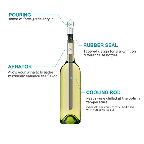 Newward Wine Chiller, 3-in-1 Stainless Steel Wine Bottle Cooler Stick - Rapid Iceless Wine Chilling Rod with Aerator and Pourer - The Best Wine Accessories Gift - Image 2