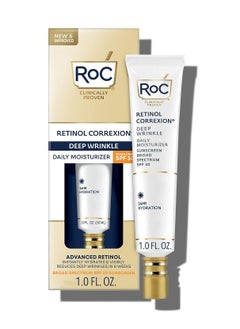 RoC Retinol Correxion Deep Wrinkle Daily Face Moisturizer with Sunscreen SPF 30, Skin Care Treatment for Fine Lines, Dark Spots, Post-Acne Scars, 1 Ounce