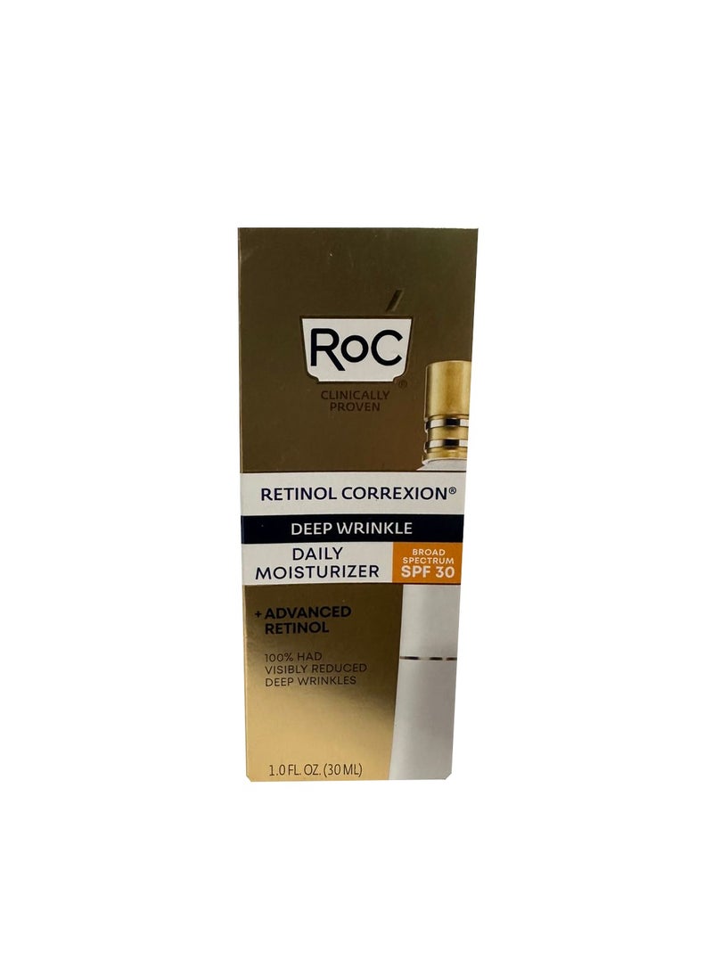RoC - RoC Retinol Correxion Deep Wrinkle Daily Face Moisturizer with Sunscreen SPF 30, Skin Care Treatment for Fine Lines, Dark Spots, Post-Acne Scars, 1 Ounce - Image 1