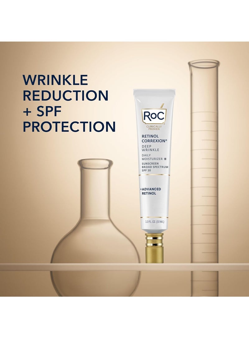 RoC - RoC Retinol Correxion Deep Wrinkle Daily Face Moisturizer with Sunscreen SPF 30, Skin Care Treatment for Fine Lines, Dark Spots, Post-Acne Scars, 1 Ounce - Image 1