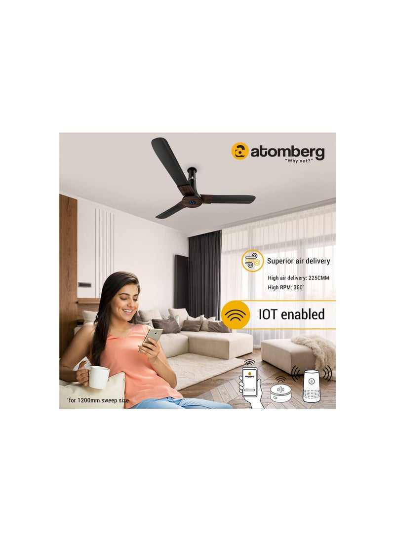 atomberg Studio Smart+ 1200mm BLDC Ceiling Fan with IoT & Remote | BEE 5 star Rated Energy Efficient Ceiling Fan | High Air Delivery with LED Indicators | 2+1 Year Warranty (Earth Brown) - pzsku/Z440944D05C67C2DD43D9Z/45/_/1728901894/ee7f015f-17c3-4f97-a181-f02a653543c4