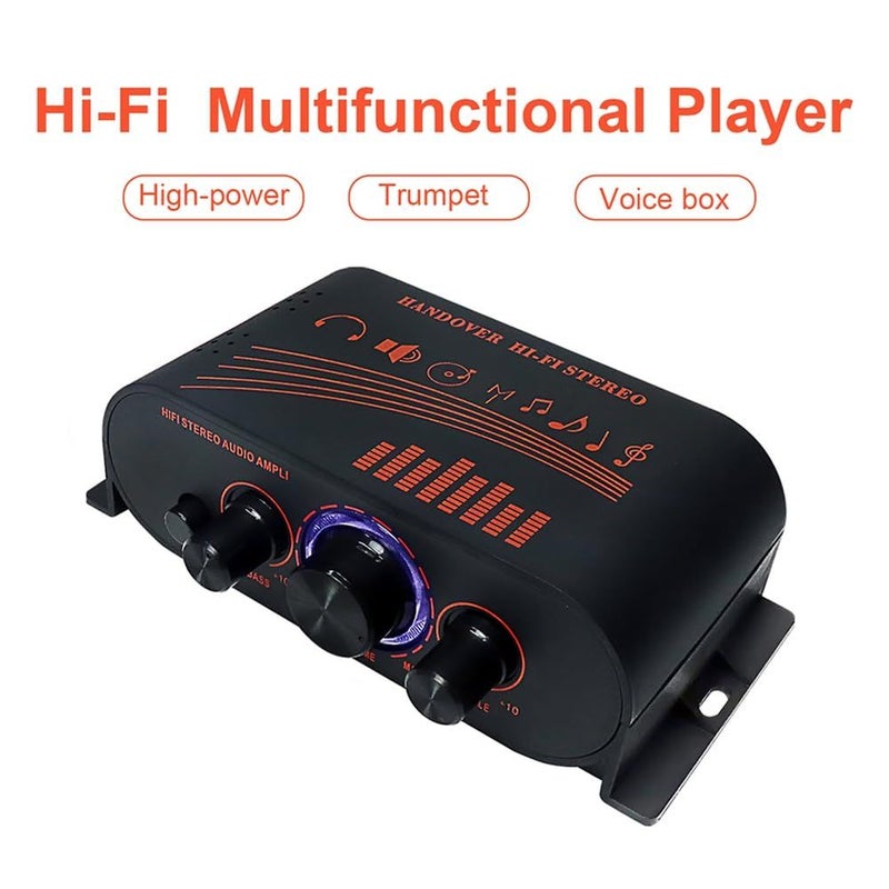 مضخم الصوت المزدوج AK170 Hifi ستيريو محمول مع حلقة ضوء LED، أسود. - Image 5
