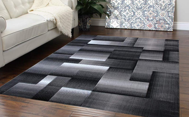 Masada Rugs Modern Contemporary Area Rug Grey Black 8 Feet X 10 Feet