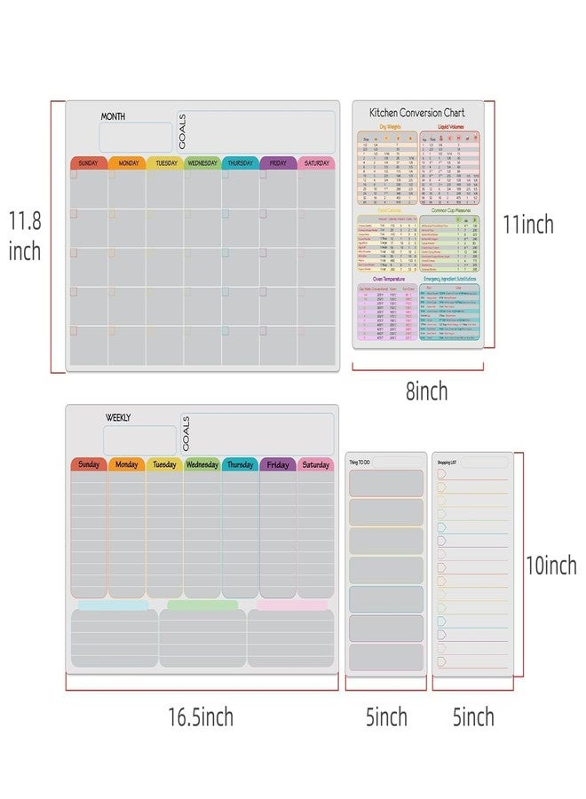 Hivillexun Magnetic Dry Erase Calendar Whiteboard Set (5-Pack) - Includes Meal Planner, Conversion Chart, Family Menu Organizer, Shopping List, and Daily Schedule - 8 Markers and 1 Eraser - Image 4