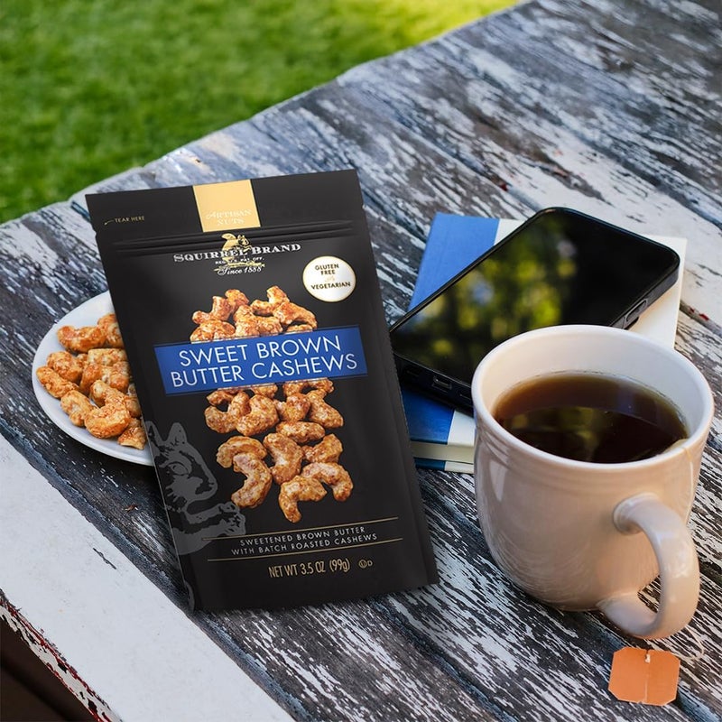 Squirrel Brand Sweet Brown Butter Cashews - 3.5 Ounce Resealable Bag, Gluten Free and Vegetarian Snack - Image 4