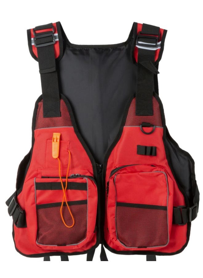 Generic Jiuran Fishing Special Multifunctional Hydro Jacket Life Jacket Multi-Pocket Sanda Fishing Vest Sea Fishing Survival Vest-Color:Red  - Image 1