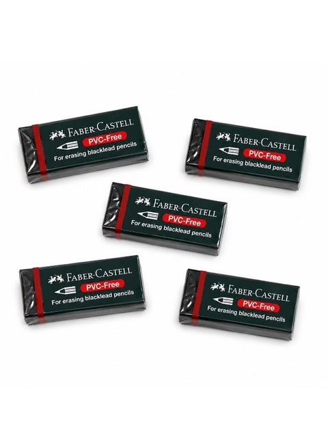 Set of 5 Faber Castel Erasers - Small size - Black