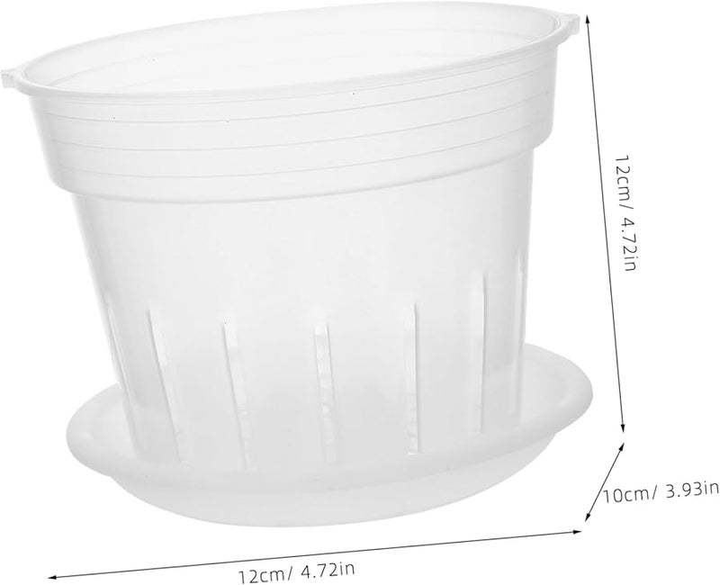 Totority Transparent Plastic Flowerpot with Ventilation Holes and Tray for Indoor Plants - Image 3
