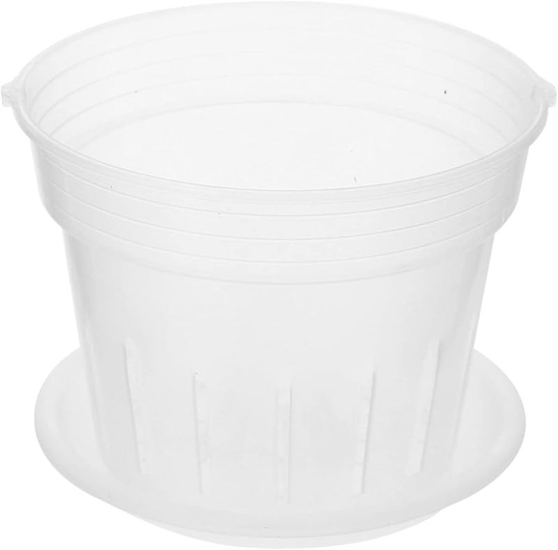 Totority Transparent Plastic Flowerpot with Ventilation Holes and Tray for Indoor Plants - Image 1