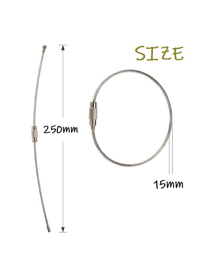 Gozaqe سلسلة مفاتيح سلكية من غوزاقي، 10 قطع، 25 سم * 1.5 مم، سلسلة مفاتيح كابل، سلسلة مفاتيح سلكية للمنزل، مناسبة للتنزه، تعليق بطاقات الأمتعة، المفاتيح وبطاقات الهوية، فضي - Image 2
