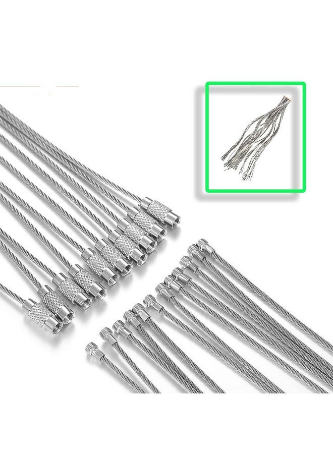Gozaqe سلسلة مفاتيح سلكية من غوزاقي، 10 قطع، 25 سم * 1.5 مم، سلسلة مفاتيح كابل، سلسلة مفاتيح سلكية للمنزل، مناسبة للتنزه، تعليق بطاقات الأمتعة، المفاتيح وبطاقات الهوية، فضي - Image 3