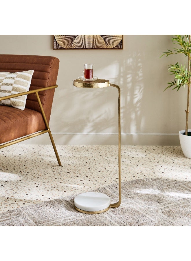 Home Box Lucia Genuine Marble Base Accent Table - Image 1