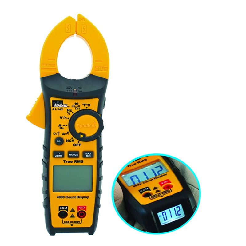 Ideal مقياس تيار متردد/تيار مستمر 400 أمبير 600 فولت رقمي TightSight 61-747 - Image 1