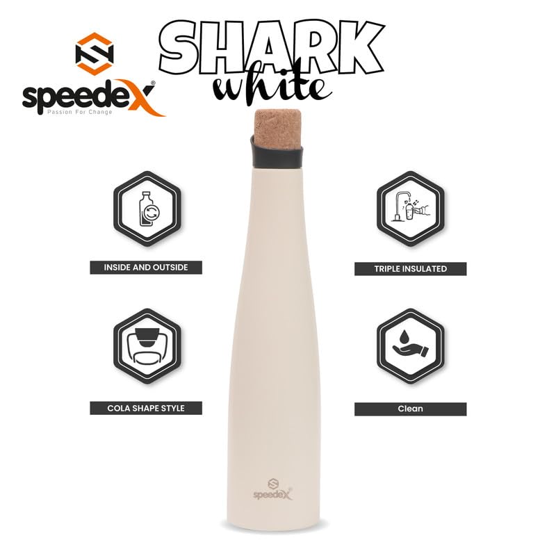 Speedex Thermos Bottle - 500 ML Vacuum Insulated Stainless Steel for Kids, Men, Women - Thermosteel Bottle Ideal for School, Office, Travel Flask for Hot & Cold Beverages - White Colour - Image 2