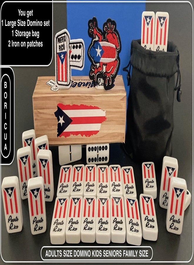 PRK 14 Puerto Rico Dominoes Bag Set Domino Tiles Boricua PR Puerto Rican Domino Set Classic Double six Dominos Adult Size Must Have (Comes with Travel Bag) no Wood Box - Image 2