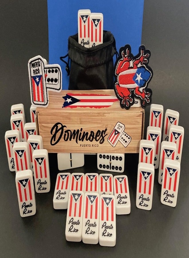 PRK 14 Puerto Rico Dominoes Bag Set Domino Tiles Boricua PR Puerto Rican Domino Set Classic Double six Dominos Adult Size Must Have (Comes with Travel Bag) no Wood Box - Image 1