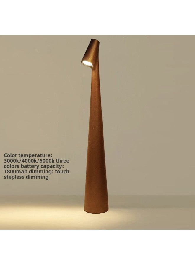 Led Rechargeable Table Lamp Touch Gao Fushuai Table Lamp Restaurant Creative Personality Desktop Decoration Atmosphere Lamp-Light Source Power:35cm Short Model (three Colors + Stepless Dimming)-Light Color:Brown - Image 1