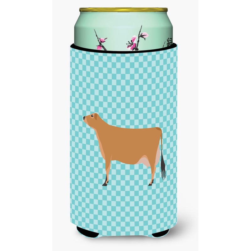 Caroline's Treasures ""Caroline's Treasures Jersey Cow Blue Check Decorative Can Hugger  Tall Boy  Multicolor""