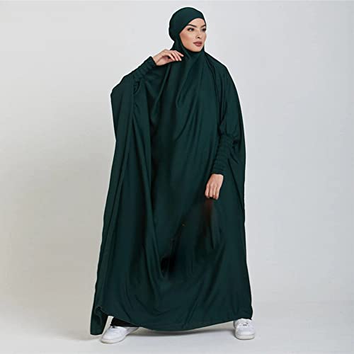 IKADEX Jilbab for Muslim Women Hooded Abaya Kaftan Dress Hijab Chador One-Piece Arabic Islamic Prayer Robe Dark Green - Image 5