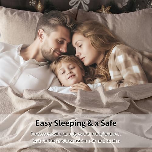 LBRO2M 100% Linen Sheet Set King Size,Bed Sheets 4 Piece Sets, Solid Color Natural Flax Bed Sheets Soft Breathable Bedding,16" Deep Pocket,All Season (King, Linen) - Image 3