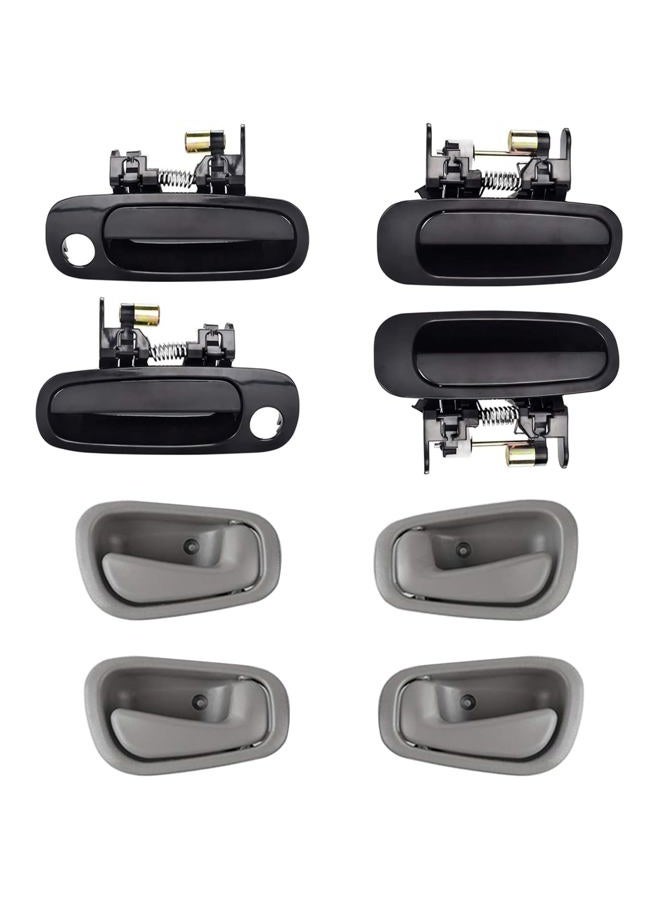 HHCSOP 8PCS Exterior Interior Front Rear Door Handles Set Left Driver & Right Passenger Side Fit for 1998 1999 2000 2001 2002 Toyota Corolla Chevy Prizm (Black & Gray) - Image 1