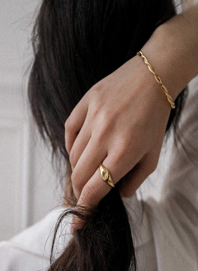 Shapes Studio 18K Gold Plated Hexagram Signet Ring, Minimalist Vintage Styled Women Jewelry, Star Band Ring, Stackable Ring (6) - Image 2