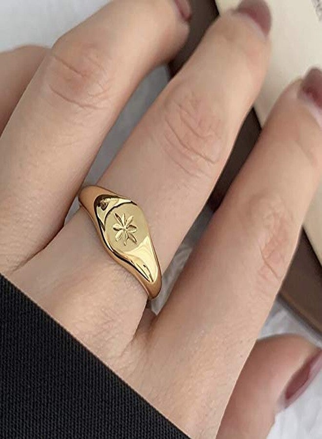 Shapes Studio 18K Gold Plated Hexagram Signet Ring, Minimalist Vintage Styled Women Jewelry, Star Band Ring, Stackable Ring (6) - Image 5