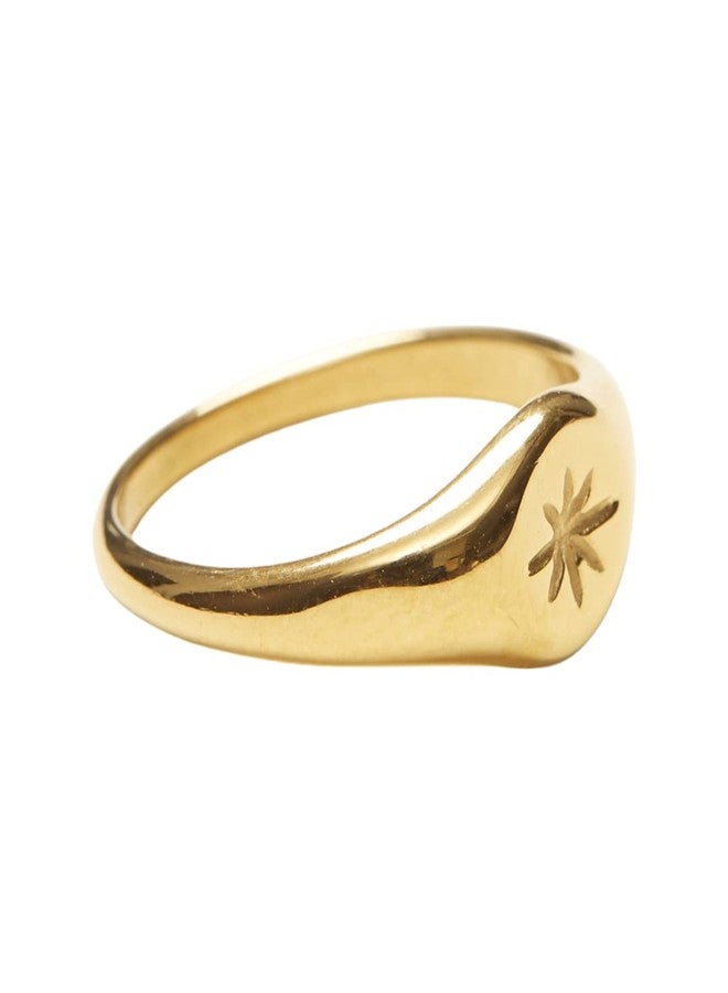 Shapes Studio 18K Gold Plated Hexagram Signet Ring, Minimalist Vintage Styled Women Jewelry, Star Band Ring, Stackable Ring (6) - Image 1