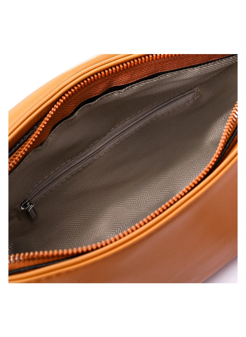 Mr.joe Magnetic and Zipper Closure Cross-Body Bag - Bronze Brown  - Image 5