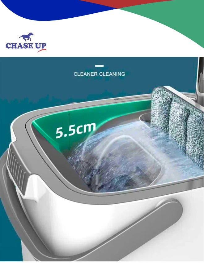 Chase Up Mop and Bucket with Wringer Set, Hands Free Flat Floor Mop and Bucket, 6 Washable Microfiber Pads Included, Wet and Dry Use, Home Floor Cleaning System for All Floor Types and Windows - Image 2