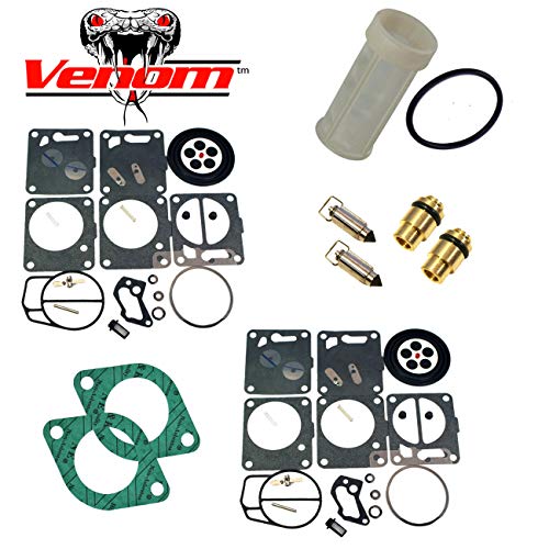 Venom Premium Dual Carburetor Rebuild Kit (For Mikuni, Fits Sea-Doo) With Needle Seat & Carb Gasket & Water Separator/Fuel Filter FITS 1996-97 GSX & XP/1995-97 GTX/1997-99 SPX Complete KIT - Image 2
