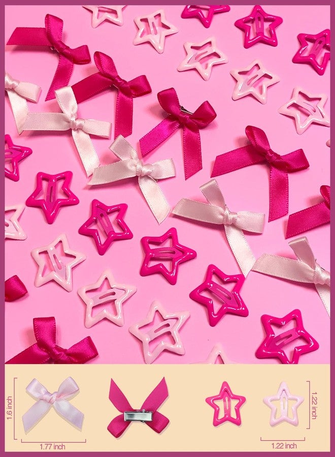 ABOLINE 44PCS Bow Hair Clips and Star Barrettes Set, 20PCS Satin Mini Hair Bows, 24PCS Star Hair Clips, Cute Y2K Hair Accessories for Women Girls - Image 2