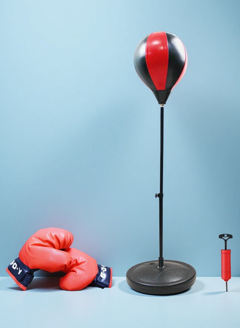 EASY FUTURE Punching Bag for Kids Kids Boxing Set with Height Adjustable Stand Boxing Toy for Kids Freestanding Speed Punch Ball Set with Boxing Gloves Indoor Fitness Stress Relief Training Equipment NO.1809 - Image 1