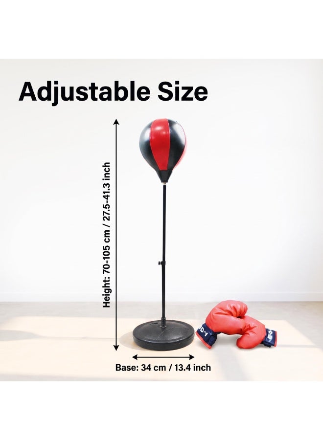 EASY FUTURE Punching Bag for Kids Kids Boxing Set with Height Adjustable Stand Boxing Toy for Kids Freestanding Speed Punch Ball Set with Boxing Gloves Indoor Fitness Stress Relief Training Equipment NO.1809 - Image 2