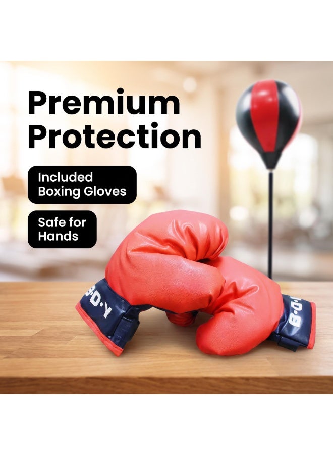 EASY FUTURE Punching Bag for Kids Kids Boxing Set with Height Adjustable Stand Boxing Toy for Kids Freestanding Speed Punch Ball Set with Boxing Gloves Indoor Fitness Stress Relief Training Equipment NO.1809 - Image 5