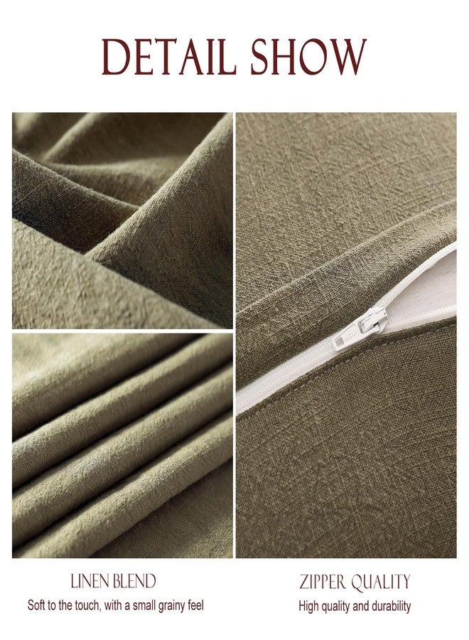 patdrea Green Shabby Chic Decorative Throw Pillow Covers 22x22 Set of 2, Farmhouse Linen Pillow Covers with Folded Edge, Square Sturdy Throw Pillow Case for Sofa, Bed and Living Room - Image 4