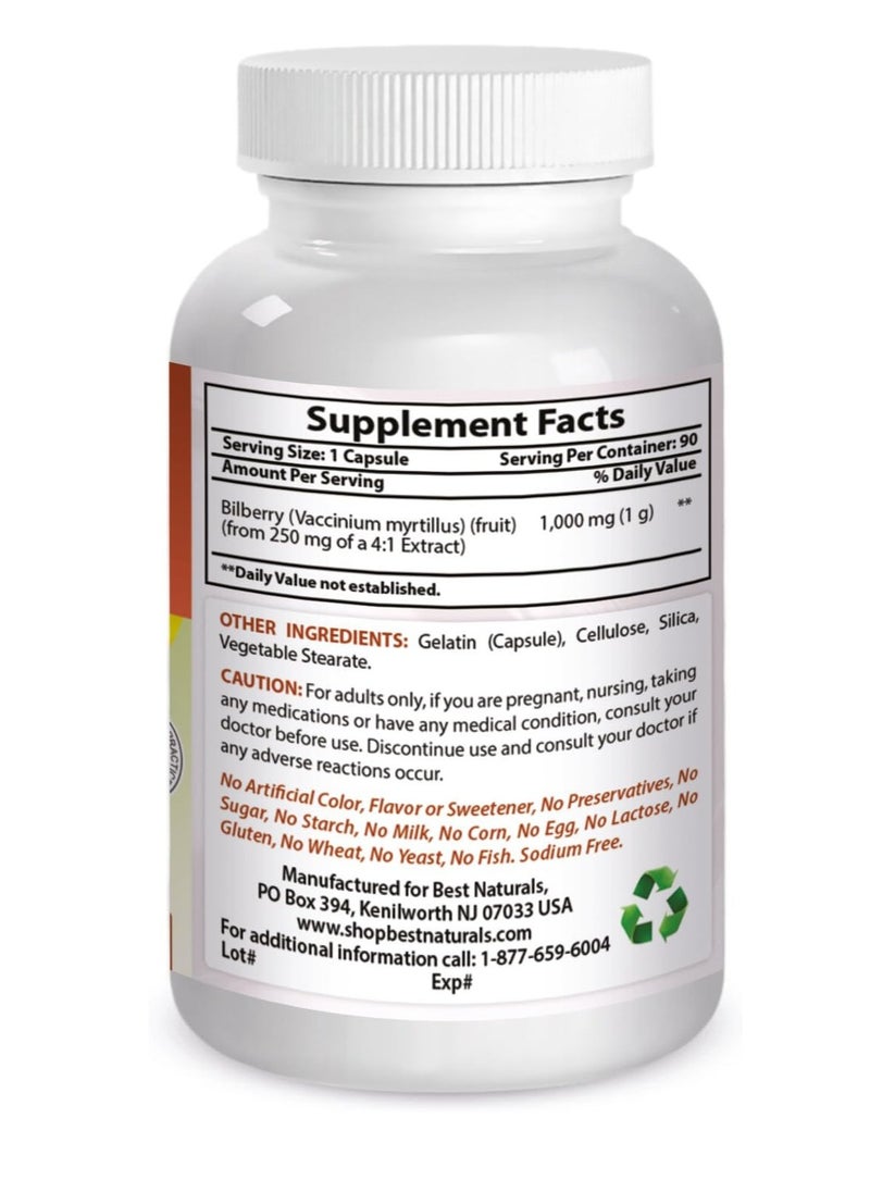 Best Natural Bilberry Extract 1000 Mg, 90 Capsules  - Image 3