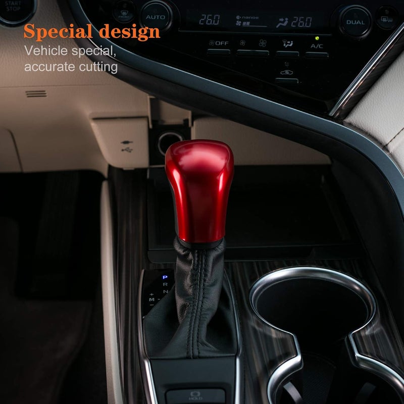 CKE Compatible with Toyota Camry 2026 2025 2024 2023 2022 2021 2020 2019 2018 for Corolla Cross Avalon Accessories Car Gear Shift Knob Cover Trim Protector Cap -Red - Image 3